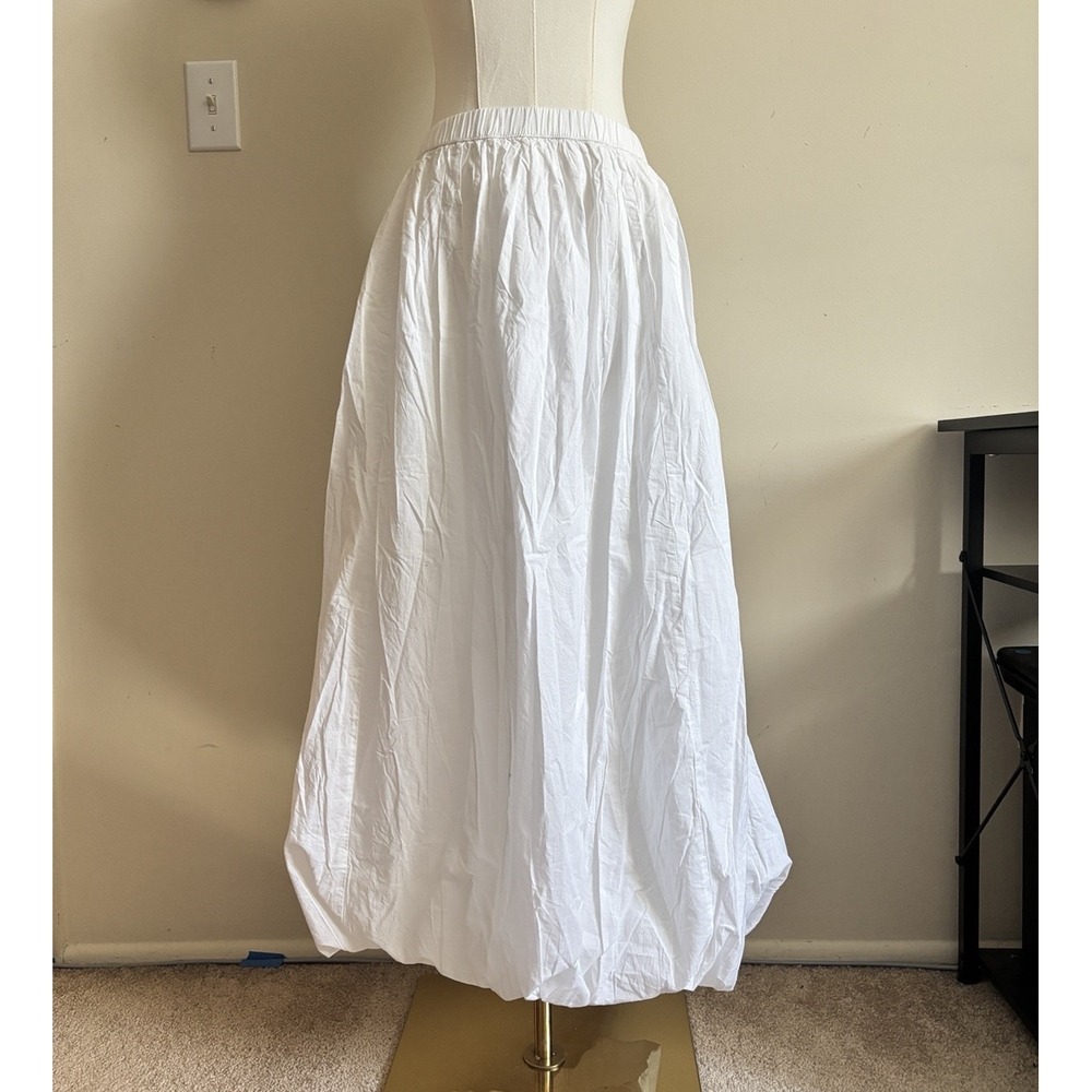 NWT Lucky Brand Cotton Maxi Skirt White Bubble Hem Cotton Fairy Boho Large